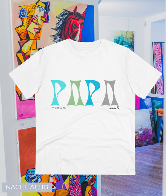 T-Shirt Art Design Print Papa, Bio Baumwolle – personalisierbar