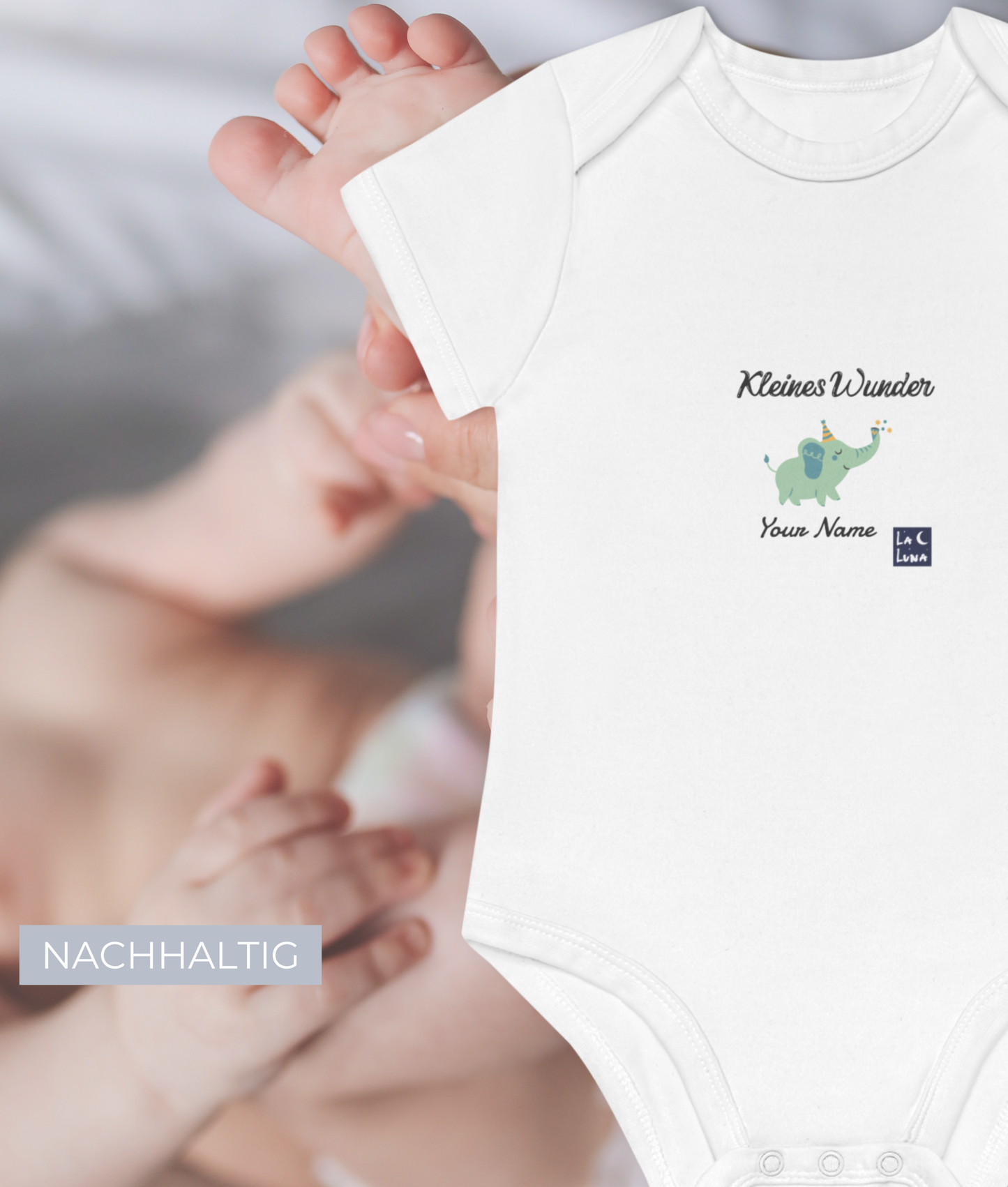 Baby Body - kleines Wunder - kurzarm Bio Baumwolle - personalisierbar