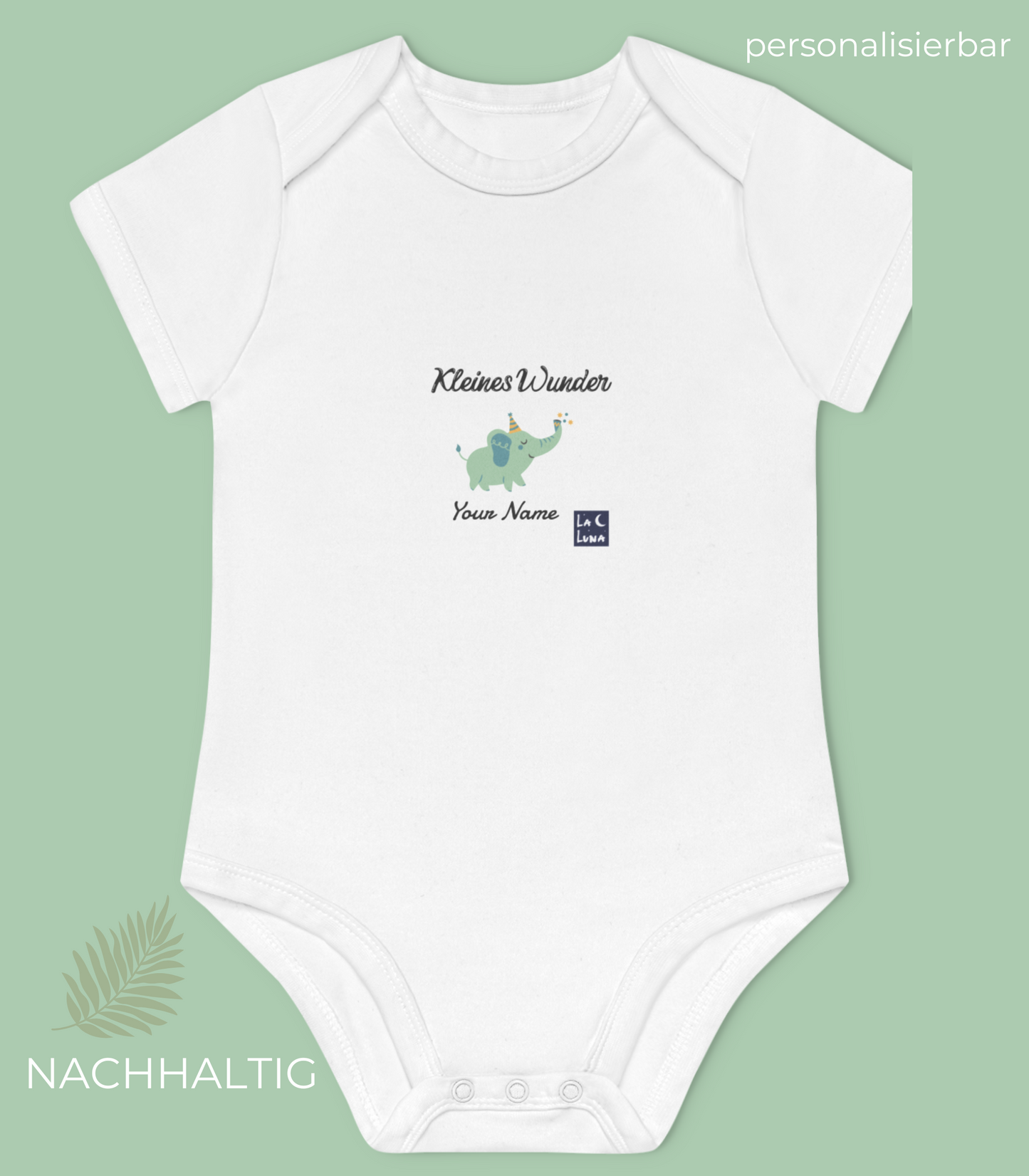 Baby Body - kleines Wunder - kurzarm Bio Baumwolle - personalisierbar